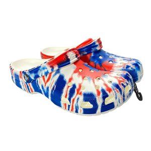 CROCS™ Classic Tie Dye Graphic Clog  color White /Blue /Red UNISEX